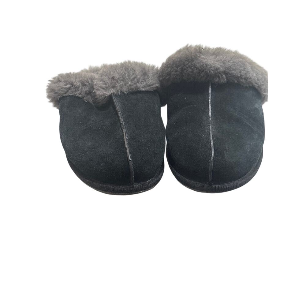 UGG Black Faux Suede Faux Fur Lined House Slippers Cozy Slip-On Mules US 10